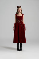IHF STUDIO • Black Lyon Velvet Crystal-Embellished A-Line Midi Dress