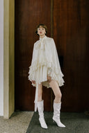 Monarch Cape Ruffle Mini Dress for women, from WHITE PLAN, The Viet Concept