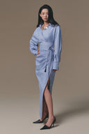 Sailing Asymmetric Ruched Silk Shirt Dress for women, from KEIRA TONG, The Viet Concept 