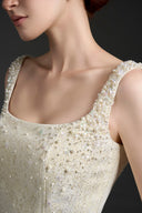 Lacquered Brocade Pearl-Embellished Strapless A-Line Mini Dress for women, from IHF STUDIO, The Viet Concept 