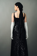 EEGEN STUDIO • Black Embellished Lace Column Dress