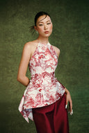 Dan Ky Vietnam Scenic Print Halter Peplum Taffeta Top for women, from KEIRA TONG, The Viet Concept