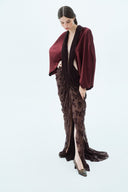 LA VIERGE • Boticeli Draped Satin & Lace Maxi Dress