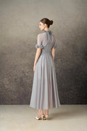 ROSEE de MATIN • Short Sleeve Draping Midi Dress