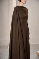 GVLUX • Noir Asymmetrical Cape Column Gown