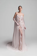 White Lace Tulle Serenity Long Dress For Women, from DUONG ATELIER, The Viet Concept