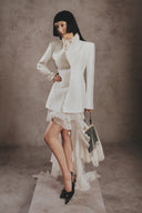 WHITE PLAN • Alma Luxe White Taffeta Statement Jacket