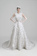 WHITE PLAN • Angelina Feathered Taffeta Couture Bridal Gown