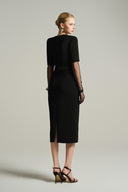 Verdéline Trapezium Neck Crystal Bow Midi Dress for women, from IHF STUDIO, The Viet Concept 