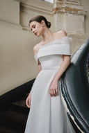 LARMES • Lazina White Draped Evening Gown