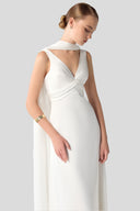 Aria Silk Scarf-Draped Pleated Gown for women, from DANG PHONG DESIGNER, The Viet Concept