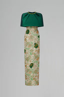 Noctelle Metallic Jacquard Column Cape Gown for women, from IHF ATELIER, The Viet Concept 