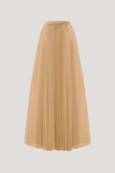 Ivresse Couture Brown Layered Mesh Maxi Skirt for women, from CALISTA, The Viet Concept 