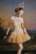 MADDY HATES ROSE • Nayara Champagne Embellished Tulle Mini Dress