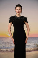 Serra Crystal Cape-Sleeve Crepe Evening Gown for women, from 21SIX, The Viet Concept
