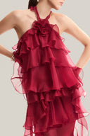 Red Midi Tiered Dress for women, from MUST HAVE, The Viet Concept 