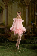 Rosalie Couture Pink Organza Mini Dress for women, from MADDY HATES ROSE, The Viet Concept