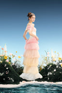 LINH PHUNG • Kailani Ombre Corset Off-Shoulder Evening Gown