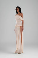 Beige Natalie One-shoulder Maxi Dress for women, from Huelley Rose, The Viet Concept 
