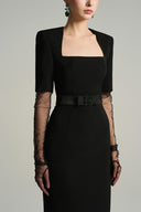 Verdéline Trapezium Neck Crystal Bow Midi Dress for women, from IHF STUDIO, The Viet Concept 