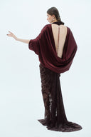 LA VIERGE • Boticeli Draped Satin & Lace Maxi Dress