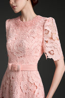 Lace A-Line Gown with Crystal Embellished Neckline and Bow Belt for women, from IHF STUDIO, The Viet Concept 