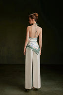 VONTIER DE MONTIER • Iris Parrot-Print Korean Silk Halter Top