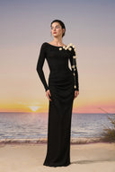 Luna Glitter Jersey Asymmetric Floral Evening Gown for women, from 21SIX, The Viet Concept