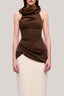 Brown Van Nhu Bodycon Sleeveless Elastic Cotton Top for women, from TINH, The Viet Concept 