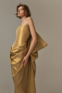 Palais Gold Taffeta Lace-Up Evening Gown for women, from POEM, The Viet Concept