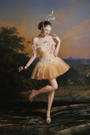MADDY HATES ROSE • Nayara Champagne Embellished Tulle Mini Dress