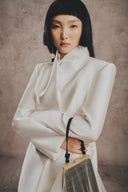WHITE PLAN • Alma Luxe White Taffeta Statement Jacket