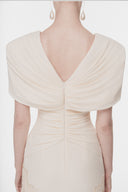 L'ALLÉE • Deep V Fringe-Trimmed Evening Dress