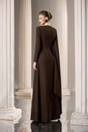 GVLUX • Noir Asymmetrical Cape Column Gown