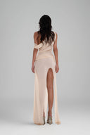 Beige Natalie One-shoulder Maxi Dress for women, from Huelley Rose, The Viet Concept 