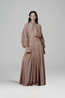 Nocturn Mocha Brown Chiffon Maxi Dress for women, from LINH PHUNG, The Viet Concept