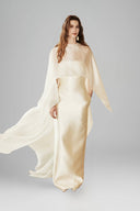 White Charlotte Strapless Taffeta Maxi Dress for women, from HUONG, The Viet Concept 