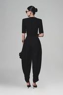 Black Diagonal Wrap Top for women, from Keira Tong, The Viet Concept 