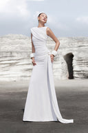 THÉSONG • Ivory Contrast-Accent Column Evening Dress