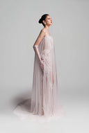 White Lace Tulle Serenity Long Dress For Women, from DUONG ATELIER, The Viet Concept