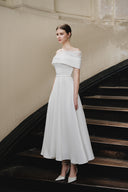 LARMES • Lazina White Draped Evening Gown