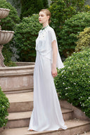Mermaid High Neck Crystal Shimmer Silk Evening Gown for women, from IHF ATELIER, The Viet Concept