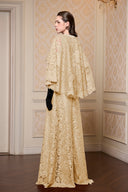 Élan Dark Beige French Lace Cape A-Line Evening Gown for women, from IHF ATELIER, The Viet Concept