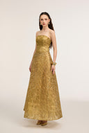 21SIX • Farah Metallic Tulle Crystal-Embellished Strapless Gown
