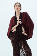 LA VIERGE • Boticeli Draped Satin & Lace Maxi Dress