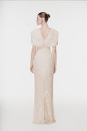 L'ALLÉE • Deep V Fringe-Trimmed Evening Dress