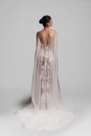 White Lace Tulle Serenity Long Dress For Women, from DUONG ATELIER, The Viet Concept