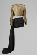Black Asymmetric Draped Taffeta Mini Skirt for women, from IHF STUDIO, The Viet Concept