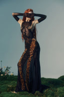 Cybele Leopard Noir Velvet Lace Wild Couture Dress for women, from LA VIERGE, The Viet Concept 