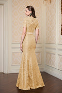 Beige French Lace Crystal Mermaid Evening Gown for women, from IHF ATELIER, The Viet Concept
